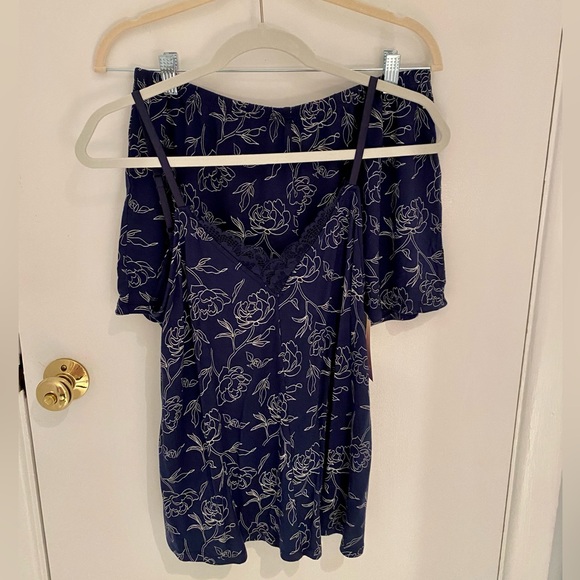 stars above Other - Two Piece Navy and White Floral Sleep Ware Set